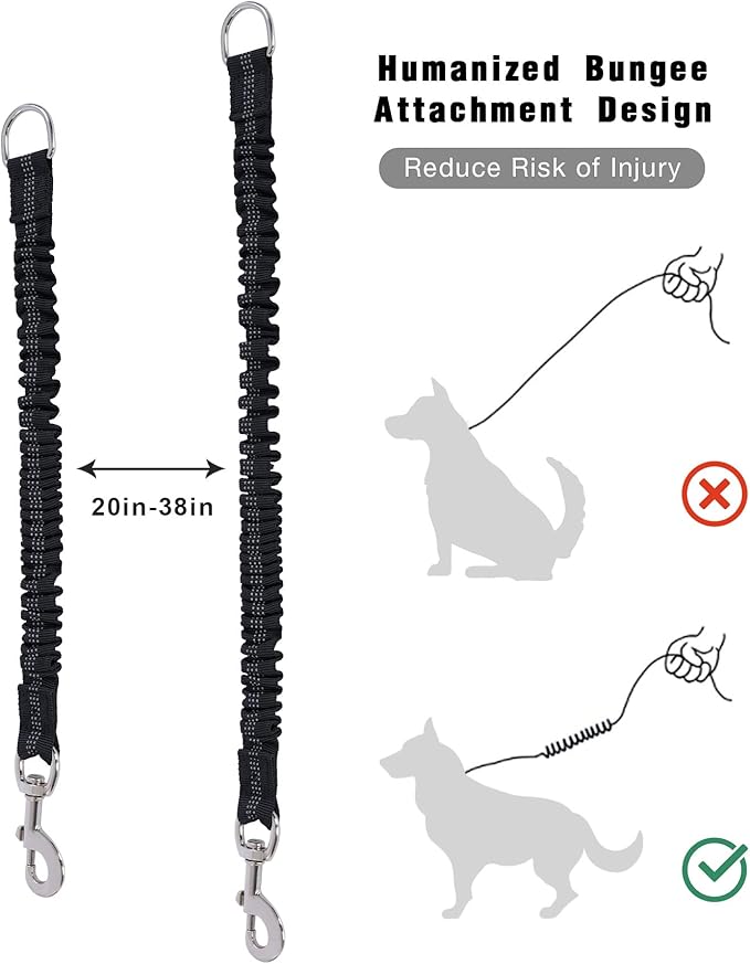 Long Dog Leash with Reflective Threads 15FT 20FT 30FT 50FT,Heavy Duty Bungee Dog Leashes for Small Medium Large Breed Dogs,Shock Absorbing Training Leash for Walking,Hunting,Camping&Yard