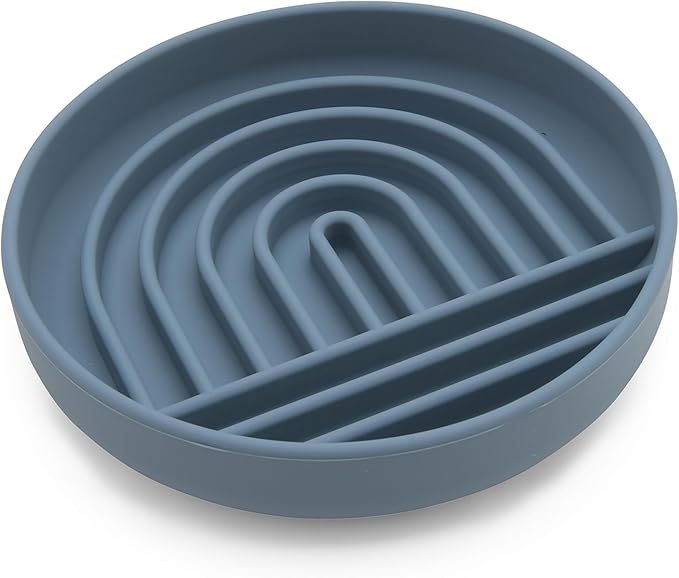 Should We Go? Slow Feeder for Dogs & Cats, The Slowdown Bowl Silicone Slow Eating Mealtime Solution with Modern Lick Mat Design, Reduces Gulping, Fits 1 Cup, 6” Across x 1.25” Tall, Small-Ocean