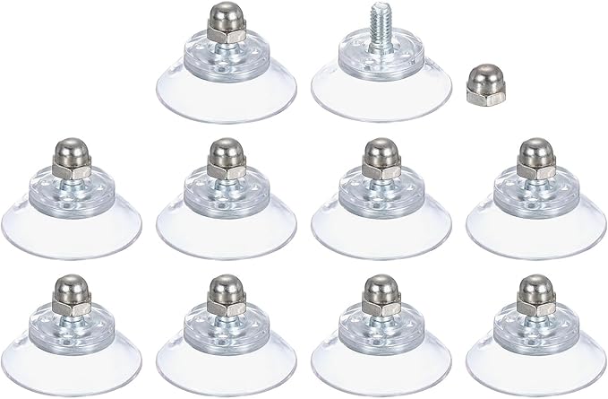uxcell 10 Packs Suction Cups for Glass 25mm/1" Dia Clear PVC Window Glass Suction Sucker Pads with M4 x 8mm Screw for Window Bathroom Door Glass Wall Car Sun Shade