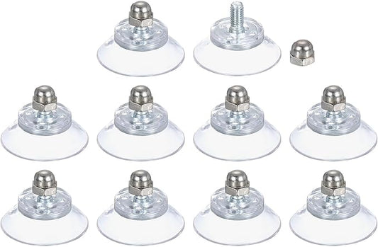 uxcell 10 Packs Suction Cups for Glass 25mm/1" Dia Clear PVC Window Glass Suction Sucker Pads with M4 x 8mm Screw for Window Bathroom Door Glass Wall Car Sun Shade