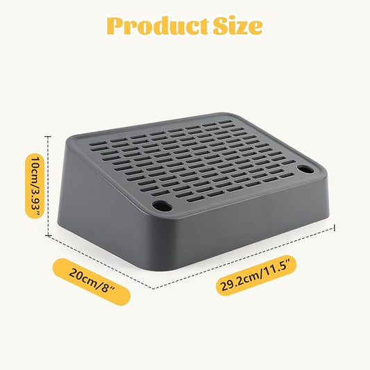 Litter Box Step, Cat Step/Ramp/Catcher with Filter Function, Easy to Clean, Ideal for Kitten & Elderly Cats (Dark Grey)