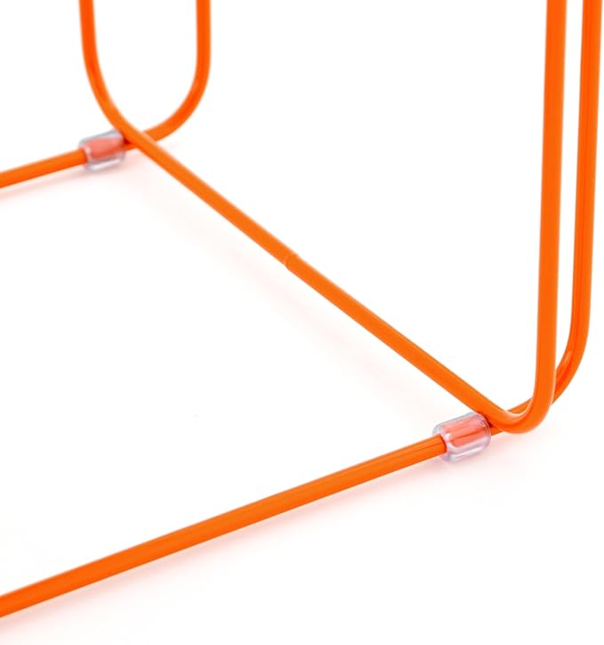 Wire & Dine Elevated Dog Bowls Stand for Small & Medium Sized Dogs & Cats - 2 Stainless Steel 3 Cup Dishes - Non-Skid, Modern Minimalist Design, Dishwasher Safe, Orange Frame - Made in USA