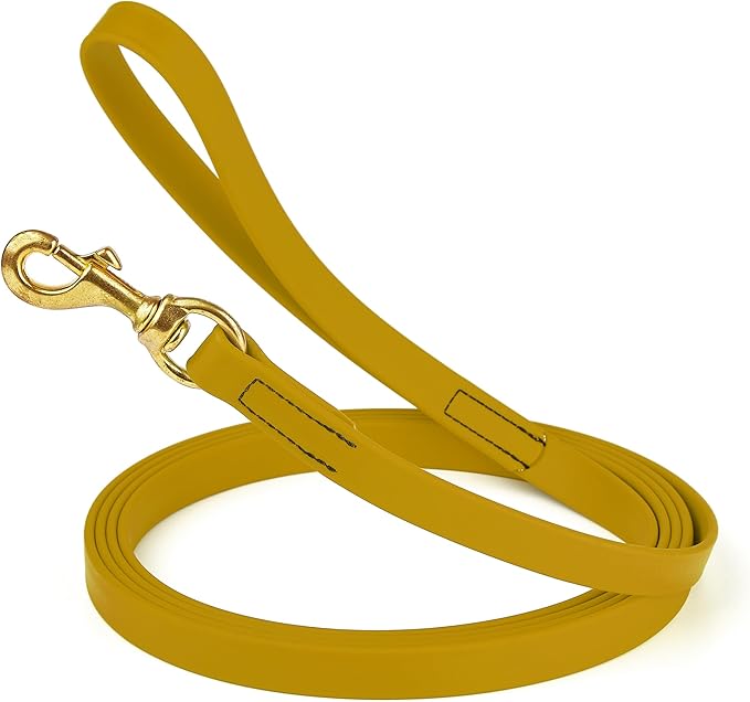 Viper Biothane K9 Working Dog Leash Waterproof Lead for Tracking Training Schutzhund Odor-Proof Long Line with Solid Brass Snap for Puppy Medium and Large Dogs, 10ft Treasure Gold