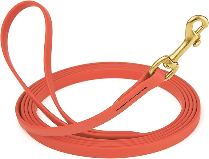 Viper Biothane K9 Working Dog Leash Waterproof Lead for Tracking Training Schutzhund Odor-Proof Long Line with Solid Brass Snap for Puppy Medium and Large Dogs, 15ft Coral