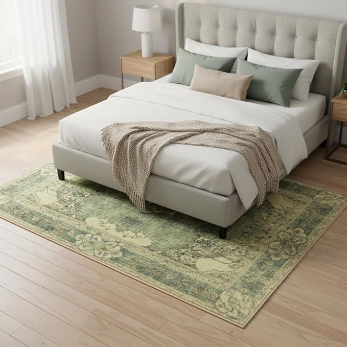 Muddy Mat짰 Majestic 5ft x 7ft Washable Area Rugs for Living Room, Bedroom & Dining Room ??Modern Soft Low Pile Non Slip Carpet ??Pet Friendly Waterproof Foldable Rugs for Home
