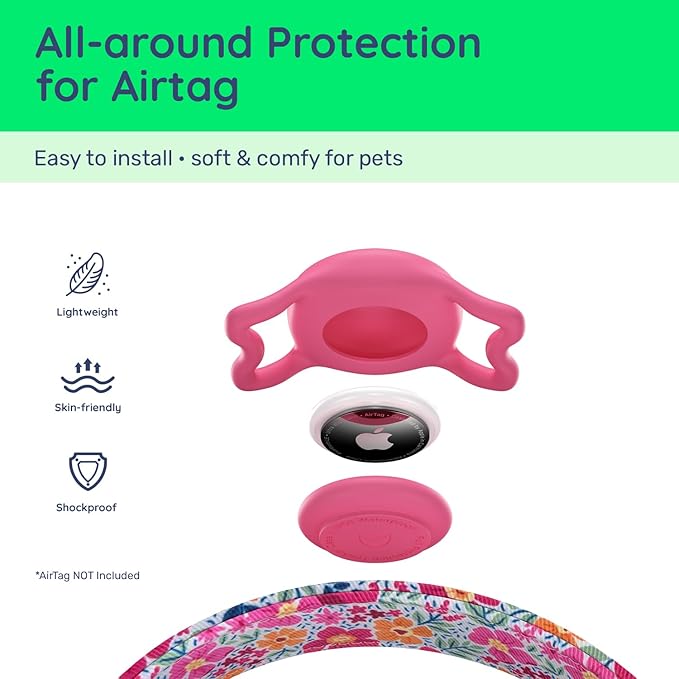 WhoseID Airtag Dog Collar,with Waterproof airtag Holder竊똎riginal Stylish Cute Pattern Design.QR Code ID Buckle竊똂omfortable Soft Cotton for Small Medium Large Dogs
