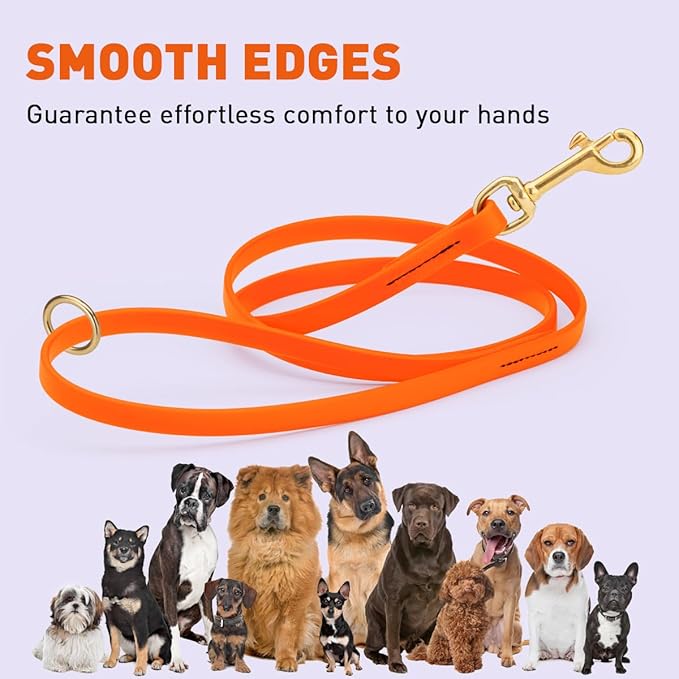 Viper Biothane K9 Working Dog Leash Waterproof Lead for Tracking Training Schutzhund Odor-Proof Long Line with Solid Brass Snap for Puppy Medium and Large Dogs 4ft, Hunter Orange