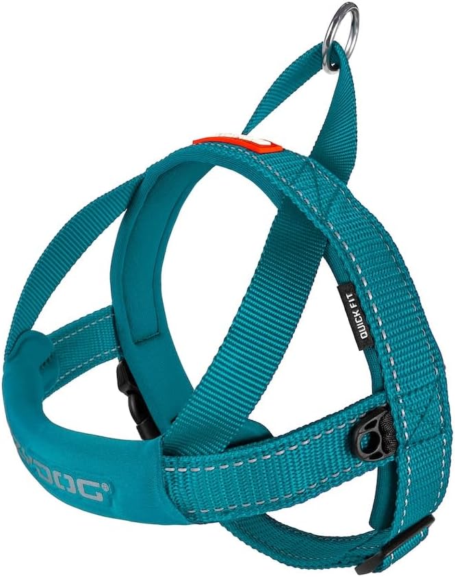 EzyDog Quick Fit Dog Harness ??No Pull Harness for Training, Everyday Walking, and Easy Control - Adjustable Fit, Reflective, and Padded (X-Large, Teal)