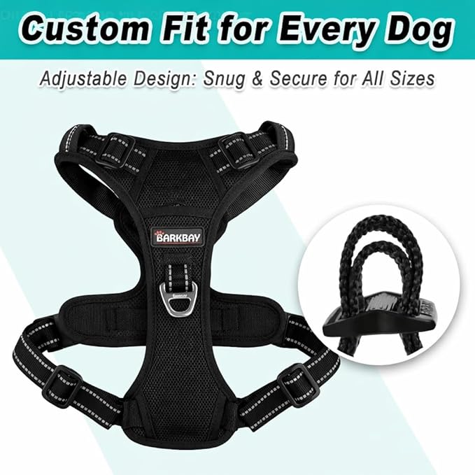 BARKBAY Dog Harness No Pull Mesh for Small Dogs - Adjustable, Reflective, Comfortable, No Choke, Heavy-Duty - Perfect for Outdoor Training, Walking, and Hiking - Strong & Durable - S & Black Mesh