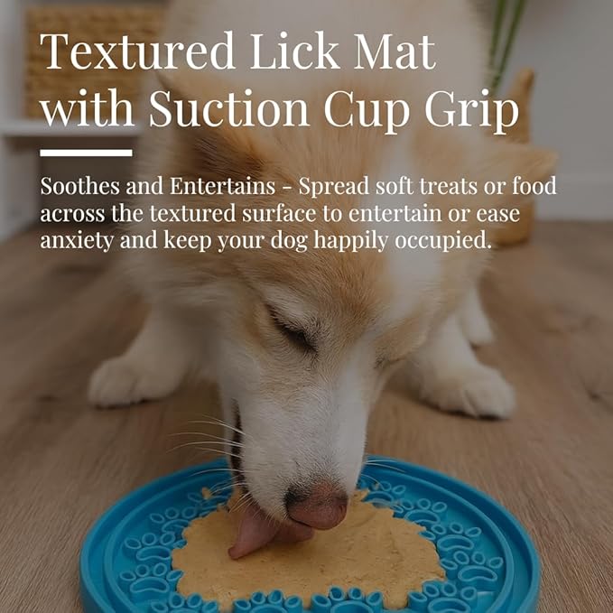 Slow Feeder Dog Bowls with Premium Accessories | Slow Feeder Insert & Silicone Lick Mat Lid - Heavy Duty, Stainless Steel Dog Bowl | Non-Slip & Durable, 64 oz | Medium to Large Dogs (Steel Gray)