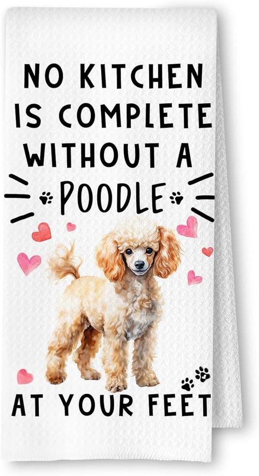 Poodle Funny Dog Dish Towels - A Kitchen is Not Complete Without A Poodle Dish Towel Weave Hand Towels for Home Bathroom Decor,Dog Lovers Gift,16×24 Inch
