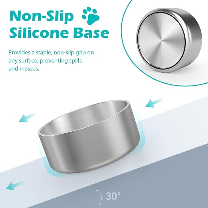 LIANLAI Stainless Steel Dog Bowls, Rust-Resistant Pet Bowls, Non Slip Dog Water Bowl, Versatile Feeding Bowls（64 oz