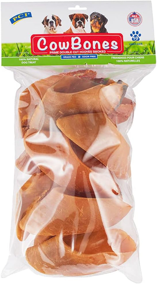 Pet Center Inc. (PCI) - Cow Bones - 10 Pack - Hickory Smoked Flavor Beef Hooves Dog Treat