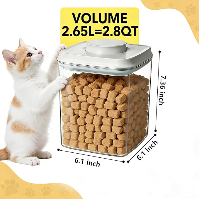 Ankou Dog Food Storage Containers Set, 4.2 QT with 130 ml Scoop & 2.8 QT, Airtight BPA-Free | Stackable Pop Lid Plastic Containers for Kibble & Pet Treats