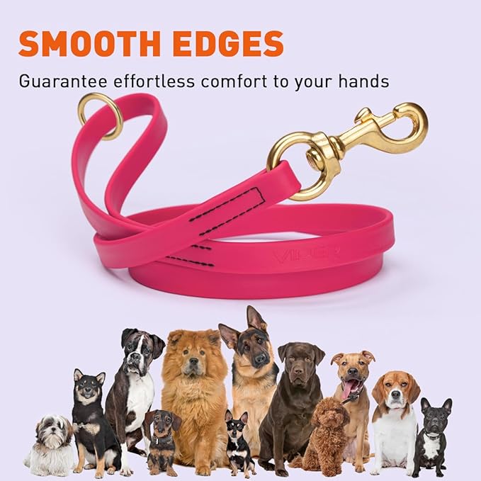 Viper Biothane K9 Working Dog Leash Waterproof Lead for Tracking Training Schutzhund Odor-Proof Long Line with Solid Brass Snap for Puppy Medium and Large Dogs 4ft, Passionfruit Pink