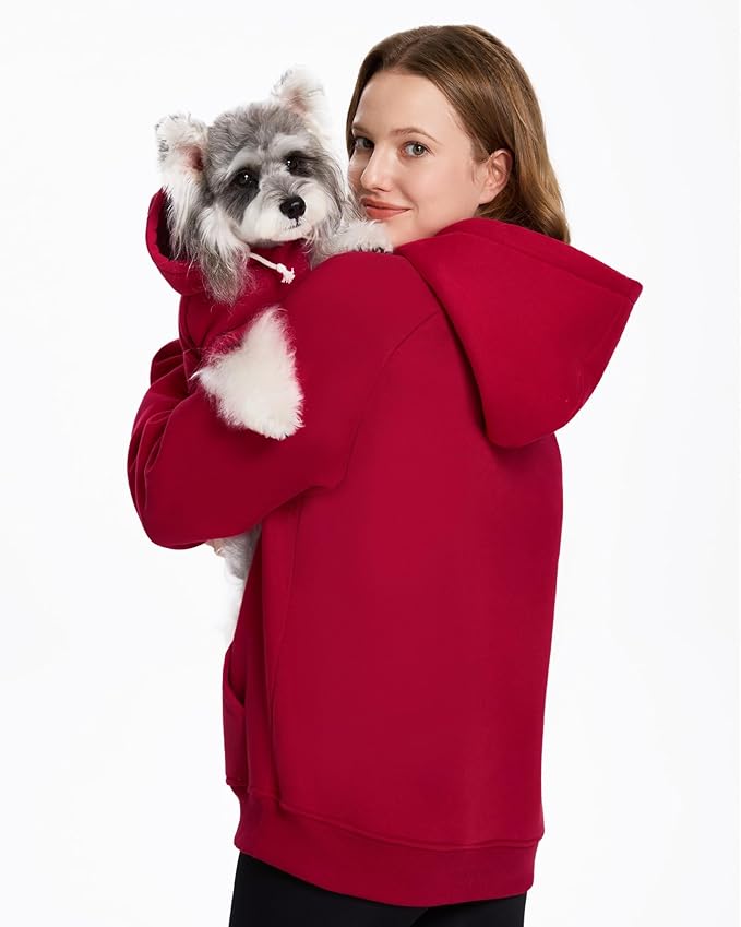 XPUDAC Matching Hoodie for Dogs and Humans Fleece Sweatshirt Soft Warm Pet Hoodie Sweater for Large Small Medium Dog and Owner Matching Clothes Cold Weather, Red, XX-Large