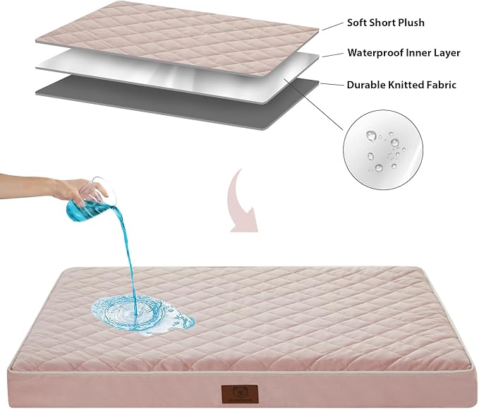 WNPETHOME Orthopedic Dog Bed Medium Size Dog, Waterproof Medium Dogs Bed with Removable Washable Cover, Multi-Needle Quilting Dogs Crate Bed