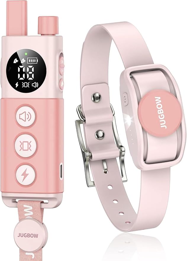 Jugbow Shock Collar for Dogs - 4200FT Remote Training Collar for 15-120lbs Small Medium Large Dog, LED Light & Waterproof Electric Collars with 3 Training Mode for All Breeds (Pink)