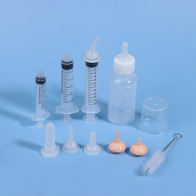 11 pcs Pet Nursing Kit Nursing Bottle Kits Kitten Bottle Feeding Set with Nursing Nipples Formula Dispenser Liquid Syringe for Newborn Puppies and Kittens for Small Cat Dog Animals