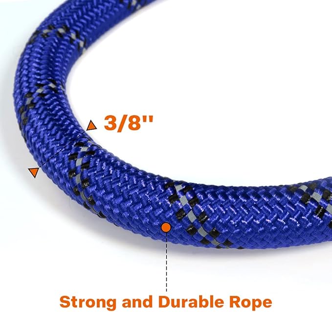 Taglory Rope Dog Leash 5 FT with Comfortable Padded Handle, Highly Reflective Threads Leash for Small Dogs, 3/8 inch, Navyblue