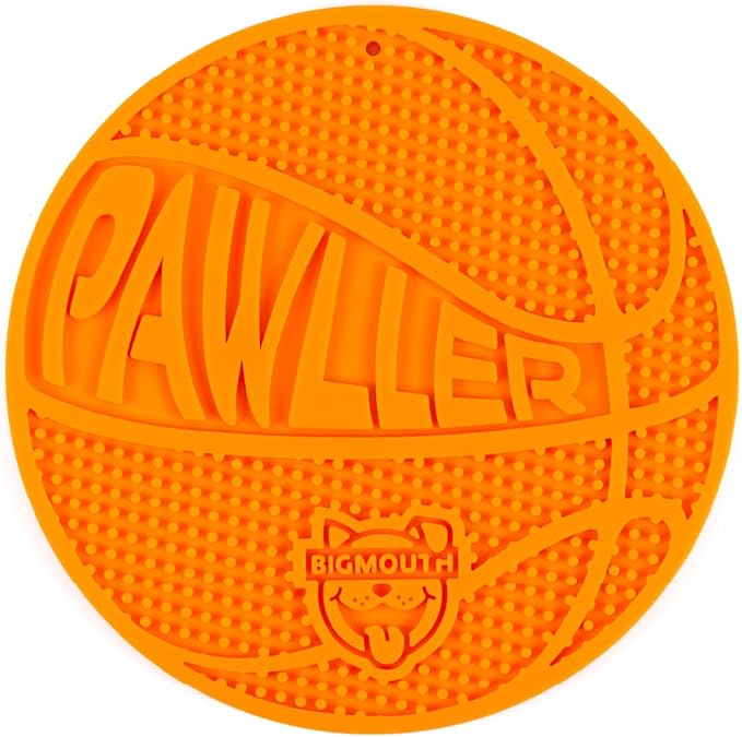 BigMouth Inc Basketball Lick Mat for Pets, Non Slip Silicone Enrichment Pad for Dogs Cats, Slow Feeding Anxiety Relief During Grooming Bathing Training, Treat Dispensing Textured Surface