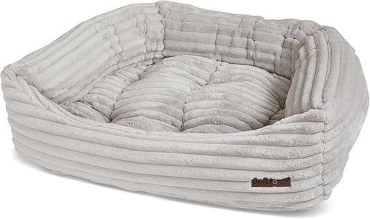 Jax & Bones Dog Bed Napper - Luna Grey Machine Washable Bed For Dogs - Extra Heavy Duty Bolstered Sides - Large Grey Dog Mat Beds | 40 x 32 Inches
