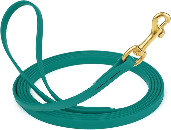 Viper Biothane K9 Working Dog Leash Waterproof Lead for Tracking Training Schutzhund Odor-Proof Long Line with Solid Brass Snap for Puppy Medium and Large Dogs, 20ft Blue Aqua