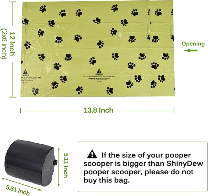 Extra Large Dog Poop Bags, XL Pooper Scooper Bag, 13.8 x 12 Inch, 100% Leak Proof Dog Poop Bags Rolls, 270 Count