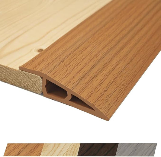 1/2" to 3/5" Height Threshold Ramp - Rubber Threshold, Floor Transition Strip, Door Strip, Wheelchair Ramp, Carpet to Tile Strip (Light Brown Coffee, 80 inches)