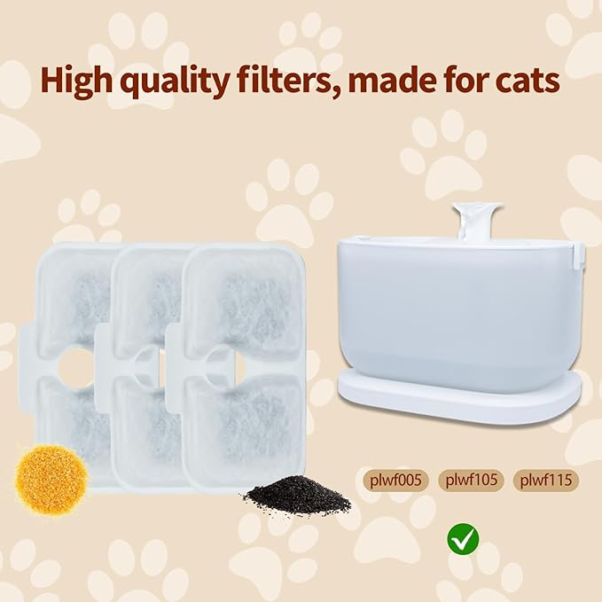 24 Pcs Cat Water Fountain Filters Compatible with PETLIBRO,12 Pack Fountain Replacement Filters & 12 Pack Pre-Filter Sponges for 2.5L/84oz PLWF005 & PLWF105 & PLWF115