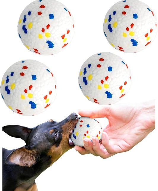 Indestructible Dog Chew Toy for Aggressive Chewers - 4 Pack Interactive Dog Ball,Durable ETPU Toy for Large Medium Small Dogs(4-Pack-White)