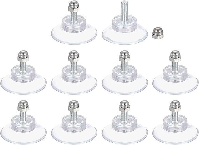 uxcell 10 Packs Suction Cups for Glass 34mm/1.3" Dia Clear PVC Window Glass Suction Sucker Pads with M5 x 13mm Screw for Window Bathroom Door Glass Wall Car Sun Shade