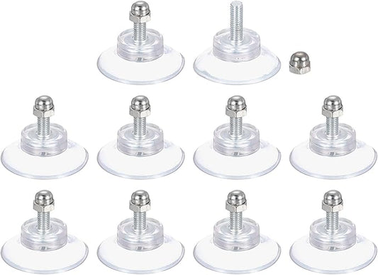 uxcell 10 Packs Suction Cups for Glass 34mm/1.3" Dia Clear PVC Window Glass Suction Sucker Pads with M5 x 13mm Screw for Window Bathroom Door Glass Wall Car Sun Shade