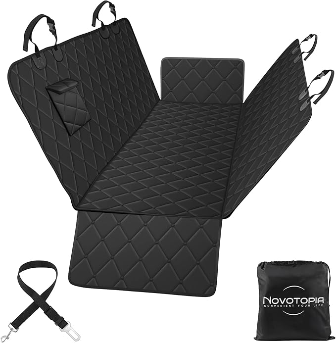 Dog Car Seat Cover for Back Seat 100% Waterproof, Long-Lasting and Soft Nonslip Backseat Dog Cover for Cars, SUVs and Trucks (Black, Standard (54" W x 59" L))