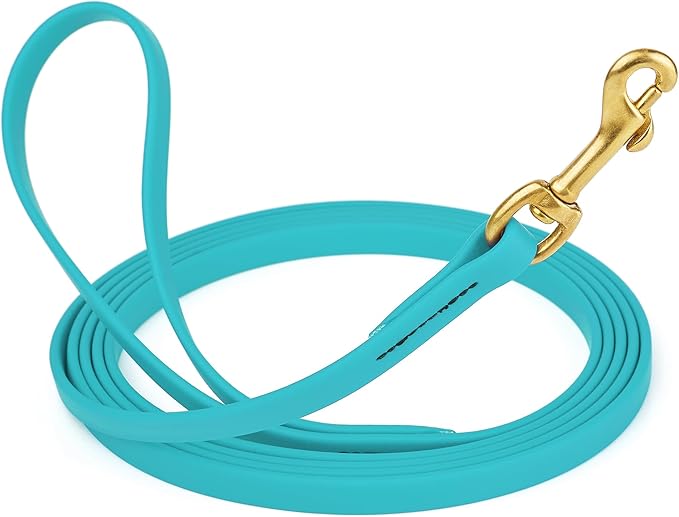 Viper Biothane K9 Working Dog Leash Waterproof Lead for Tracking Training Schutzhund Odor-Proof Long Line with Solid Brass Snap for Puppy Medium and Large Dogs, 20ft Sky Blue