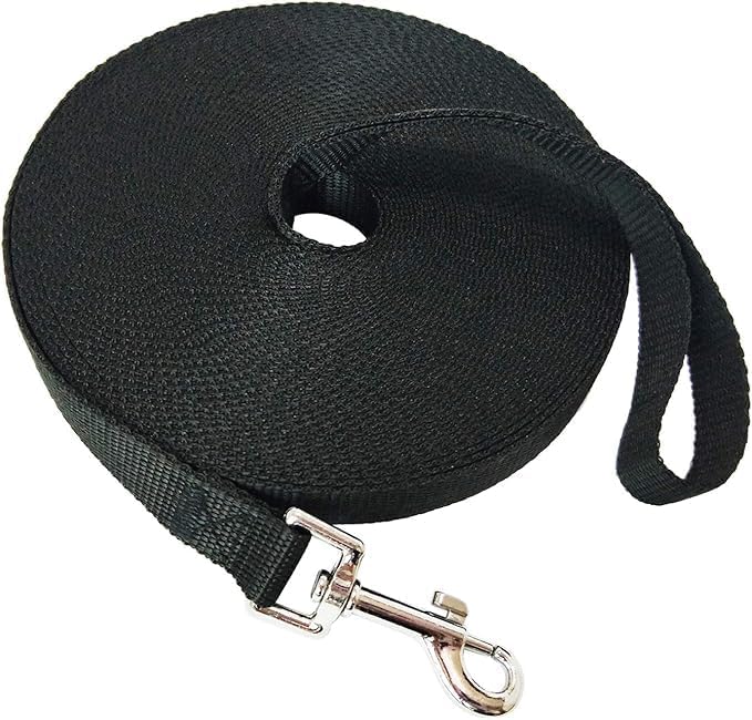 Nylon Training Dog Leash for Small Medium Large Dogs, 15ft 20ft 30ft 50ft 100ft Long Leash Dog/Puppy Lead for Obedience Recall Training, Camping