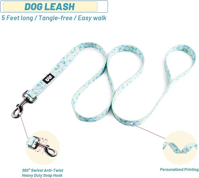 QQPETS Dog Harness Leash Set Adjustable Heavy Duty No Pull Halter Harnesses for Small Medium Large Breed Dogs Back Clip Anti-Twist Perfect for Walking