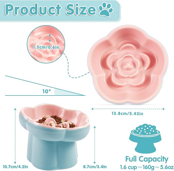 Cat Slow Feeder Bowl Set - 1 Pcs Pastel Series Cat Plate for Dry and Wet Food - Cute Maze Feeder Dish for Healthy Eating- Slow Feeding Bowls Whisker Friendly - Dishwasher Safe(Pink)