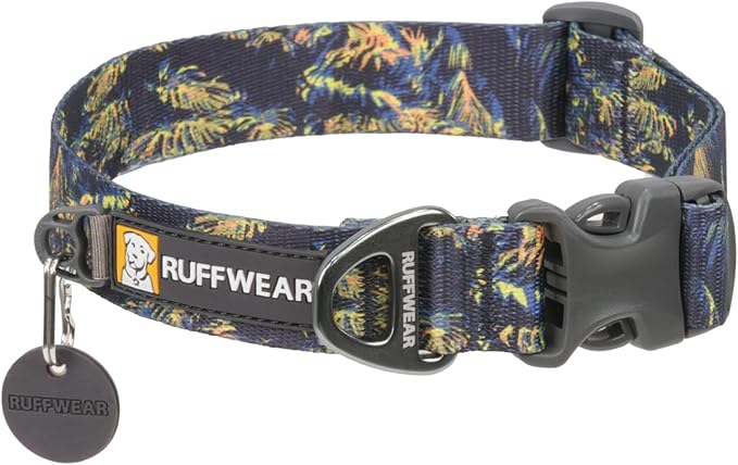 Ruffwear, Front Range Dog Collar, Adjustable Tubelok Webbing, Lightweight, Side Release Buckle, Aluminum V-Ring, Durable for Everyday Use, Deep Jungle, 11"-14"