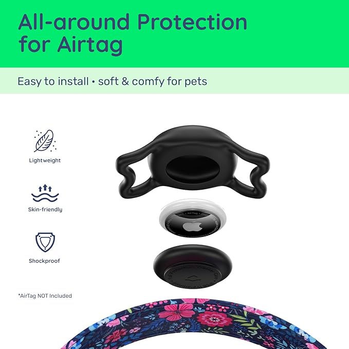WhoseID Airtag Dog Collar,with Waterproof airtag Holder竊똎riginal Stylish Cute Pattern Design.QR Code ID Buckle竊똂omfortable Soft Cotton for Small Medium Large Dogs