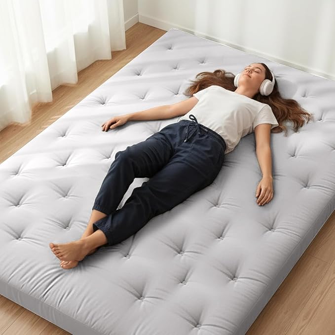 ZonLi Japanese Floor Futon Mattress Twin Size 75"x 39", 100% Cotton Cover 4'' Thicken Tatami Mattress, Foldable Sleeping Pad, Portable Dormitory Tatami Mat, Roll Up Floor Lounger Bed for Adult