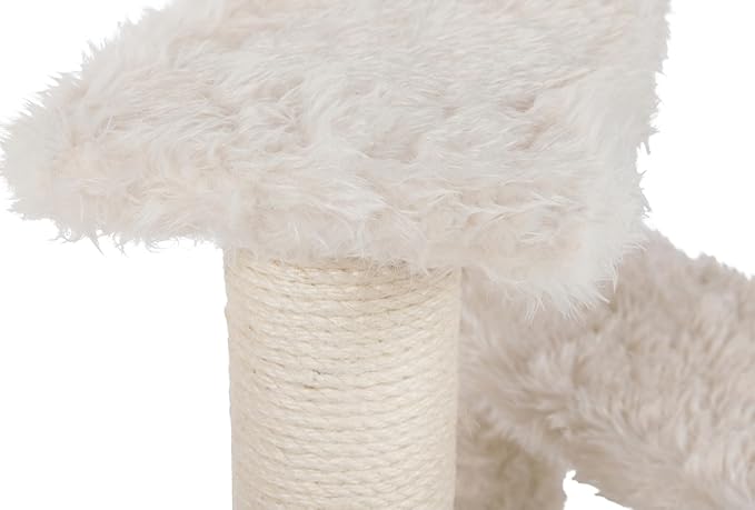 Trixie Baza Scratching Post – Cat Tower with Jute Posts, Hammock & Step Platforms – Indoor Cat Furniture for Scratching & Climbing – Cream, 19.7" x 19.7" x 27.6"