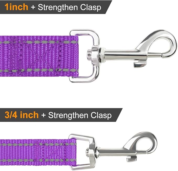 Joytale Dog Leash Heavy Duty for Small Medium Dogs, 5 FT Reflective Nylon Pet Walking Lead with Soft Padded Handle, Durable & Tangle Free for Training, Running & Safety Control, Purple