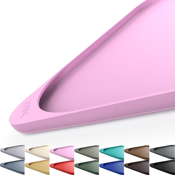 Silicone Pet Food Mat with Raised Edge for Food and Water Bowl, Dog Feeding Mats, Cat Food Trays for Floor Waterproof, Rubber Tray for Dogs and Cats, 17 x 12 x 0.7 Pink