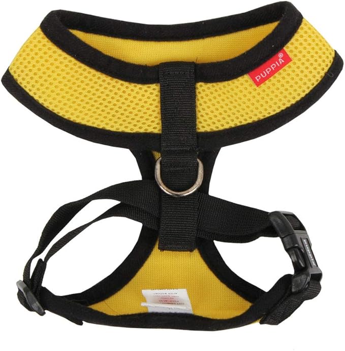 Puppia Soft Dog Harness No Choke Over-The-Head Triple Layered Breathable Mesh Adjustable Chest Belt and Quick-Release Buckle, Yellow, X-Large