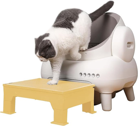 PAKEWAY Cat Ramp for Litter Box, Adjustable Elevated Cat Litter Box Step, for Automatic Litter Boxes & High - Entrance Litter Boxes - Ideal for Small & Elderly Cats