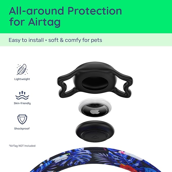 WhoseID Airtag Dog Collar,with Waterproof airtag Holder竊똎riginal Stylish Cute Pattern Design.QR Code ID Buckle竊똂omfortable Soft Cotton for Small Medium Large Dogs