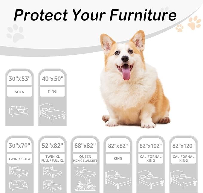 hyha Waterproof Dog Bed Blanket, Soft Pet Blankets, Waterproof Couch Cover for Dogs, Reversible Sofa Covers Washable for Furniture (68x82 Inch, Camel/Beige)
