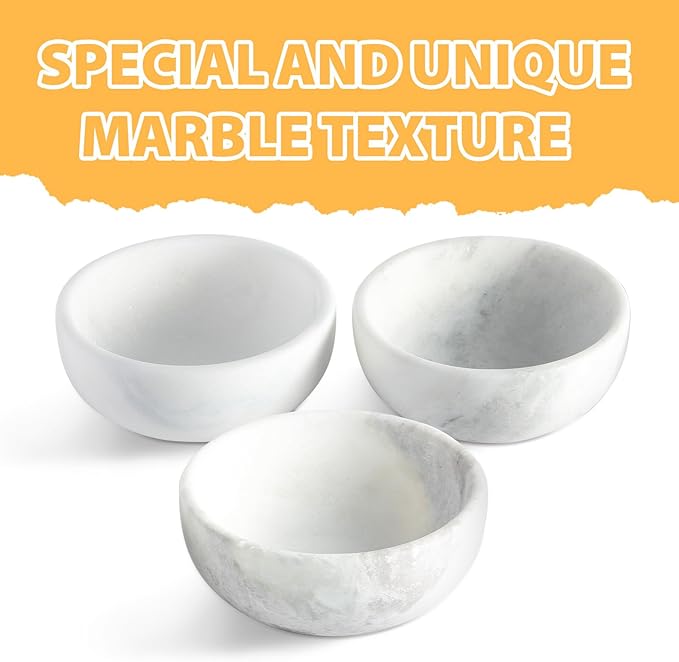 White Dog Bowl, Marble Dog Food Bowl, Non-Slip Stone Dogs Water Bowl Large, Non-Tipping Heavy Duty Pet Bowl for Large Dogs, African Natural Marble, Holds 4.6Cups(7.5lbs)