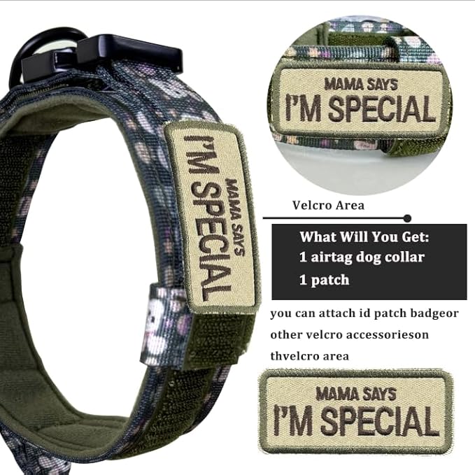Xqpetlihai Upgraded AirTag Dog Collar Waterproof Tactical Dog Collar with AirTag Holder Heavy Duty Dog Collars for Large Dogs (Rabbit，L